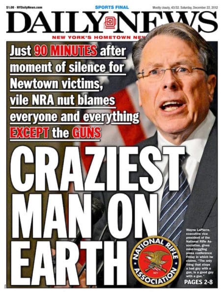 Post-Sandy Hook spree killing New York Daily News headline (courtesy nydailynews.com)
