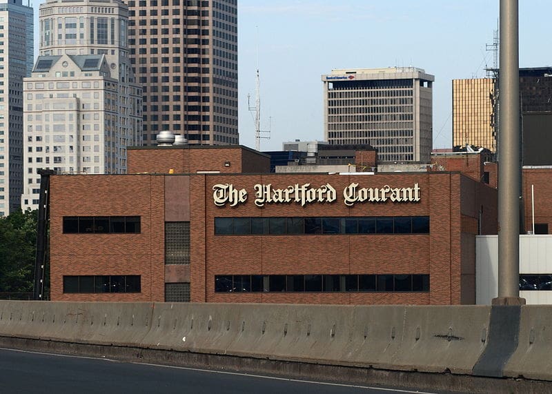 The Hartford Courant  newspaper's urban bunker, Hartford, CT (courtesy wikipedia.org)