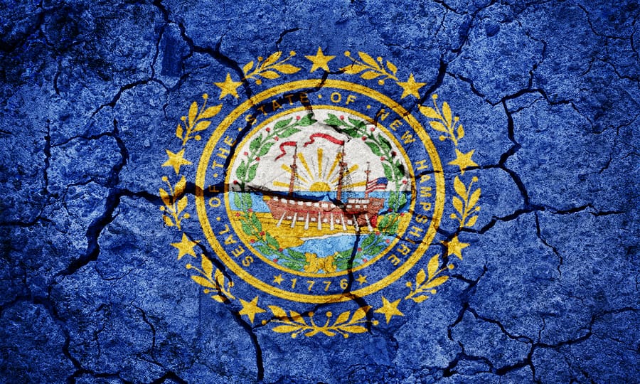 New Hampshire flag cracked granite