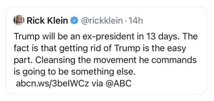 ABC's Rick Klein cleansing tweet
