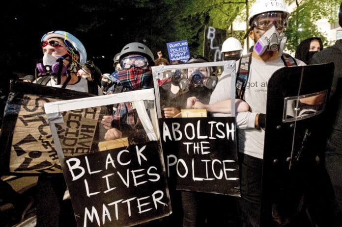 Portland police protest black lives matter defund police