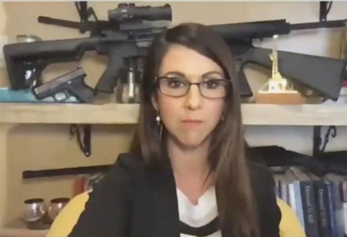 Colorado Rep. Lauren Boebert with guns zoom call