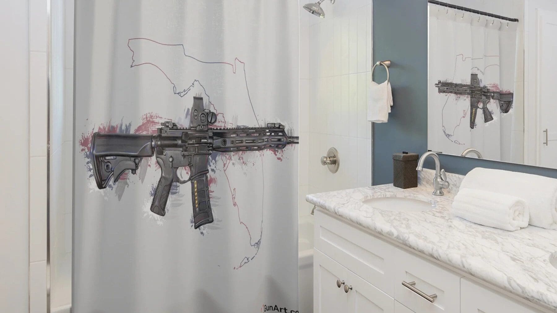 Gun Art Florida shower curtain